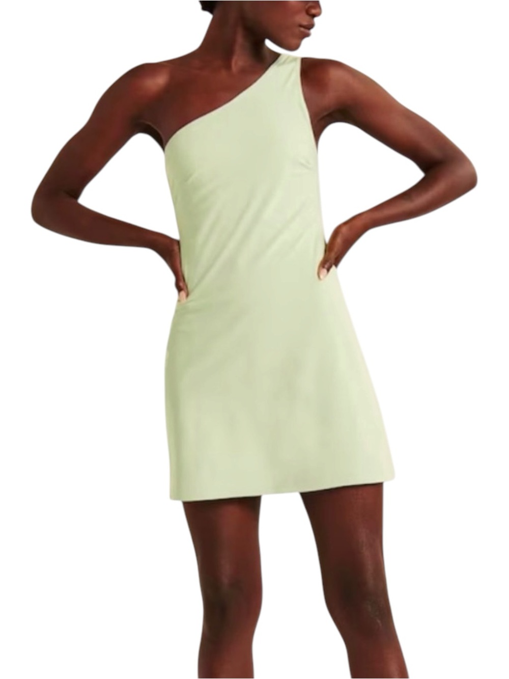 Abercrombie and Fitch Travelers One Shoulder Green Mini Dress with Shorts SMALL
